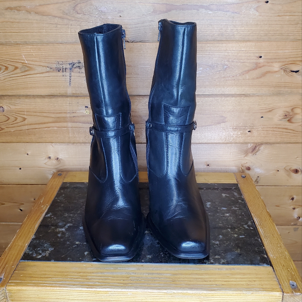 Durango Black Real Leather Booties Square Toe Size 7.5 M